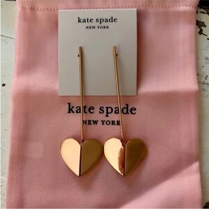 kate spade Rose Gold Two-Tone Heart Drop Earrings with Dustbag